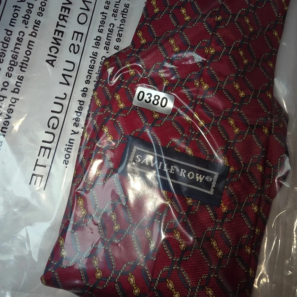 Savile Row Mens Silk Necktie Burgundy Red Equestrian Geometric Rope‎ Bit Pattern